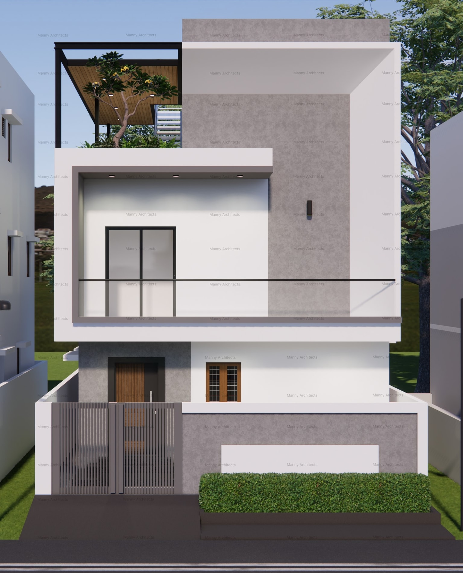 Mrs. Sridevi Residence — front elevation rendering of the family home