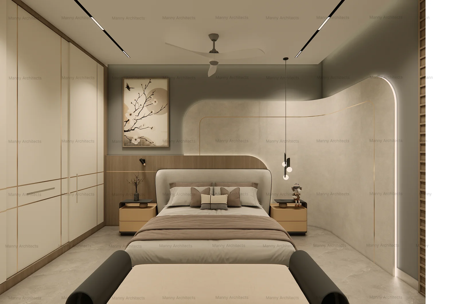 First floor master bedroom — spacious principal suite with bespoke wardrobe