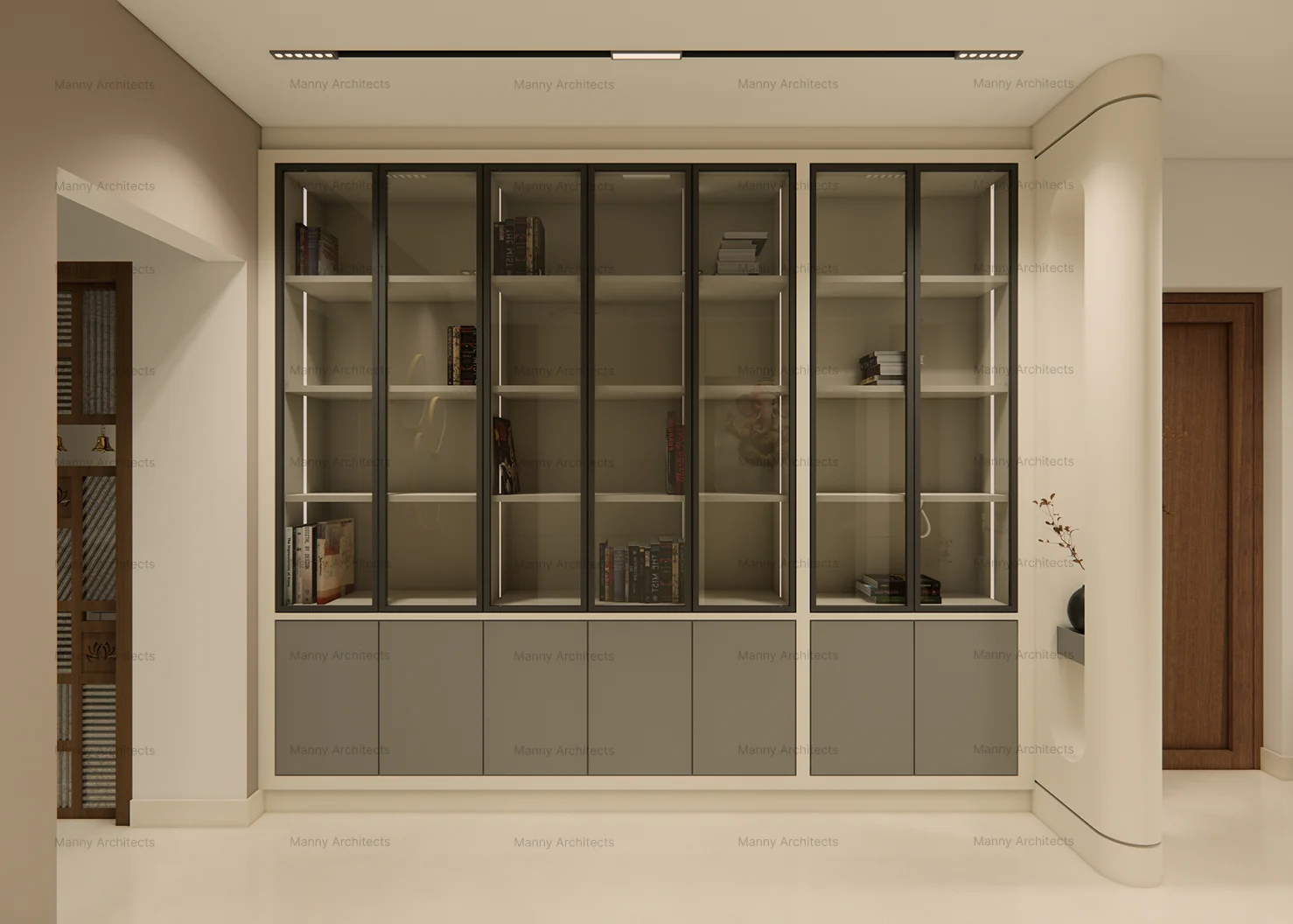 Private library — bespoke shelving and reading corner with warm lighting