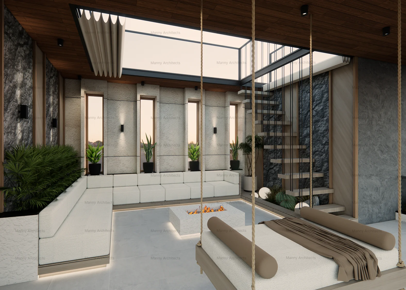 Terrace outdoor seating — elevated landscaped space for outdoor living