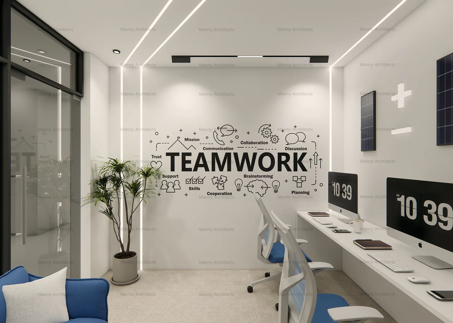 Facility interior — open-plan commercial space with clean finishes