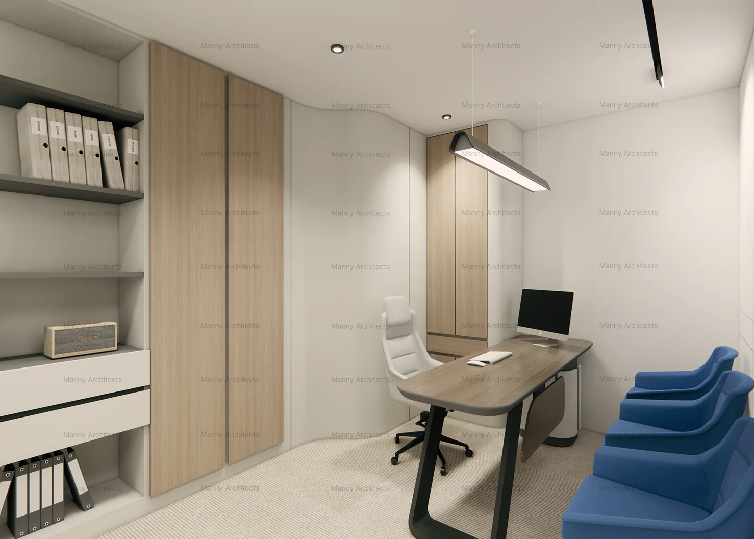 Commercial space — functional areas with considered material palette