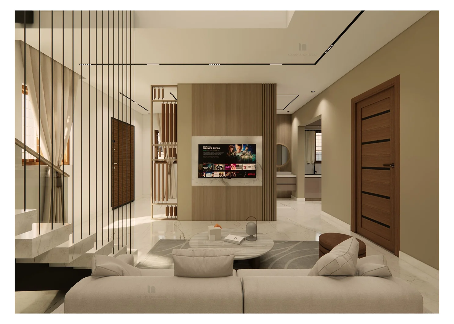 Living area — alternate view of the social heart of the home